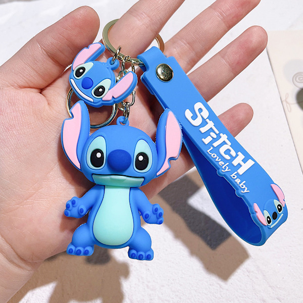 Lilo & Stitch nøkkelring 3D-figur for barn - søt lommebok, ryggsekk, veske og bilhengsdekorasjon E