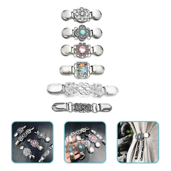 6 stk Vintage Kjole Clips Trøje Clips Cardigan Clips