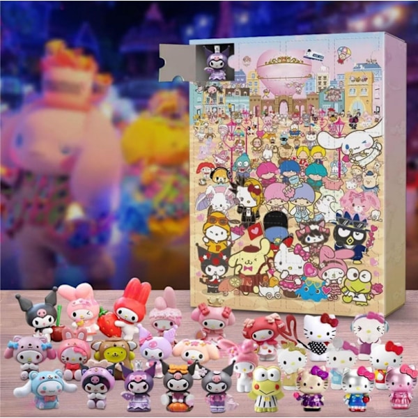 Sanrio 2024 Joulukalenteri Lapsille, (Päivitetty Versio) 38 Lahjaosaa - Satunnainen Tyyli (Sokea Laatikko), Joulukalenteri Lasten Festivaaliin Upgraded + box