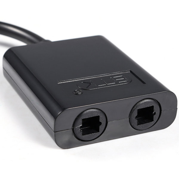 Optisk Splitter 1 In 2 Ut Digital Toslink Splitter 1 in 2 Ut Audio Adapter Kabel för TV, DVD, Soundbar - Svart