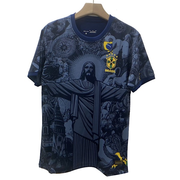 Säsong 2425 Brasilien Kortärmad Fotbollströja Snabbtorkande Sportkläder Jesus of Brazil, Blå Jesus of Brazil, Blue XXL