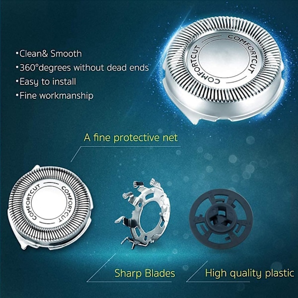 SH30 erstatningshoder for Philips Norelco barbermaskiner Series 3000, 2000, 1000 og S738 med slitesterkt skarpt blad, for Philips Norelco S1560, SH30