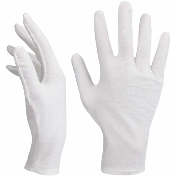 12 par hvite hansker i bomull, myke bomullshansker