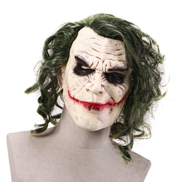 Halloween Joker-naamio Cosplay Kauhu Klovnaamio vihreällä hiuksella