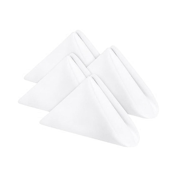 Tygnapkiner Bomull Middagsnapkiner Med Fållade Kanter, Tvättbara Napkiner Perfekta för Fester, Bröllop (Vit) [ch]