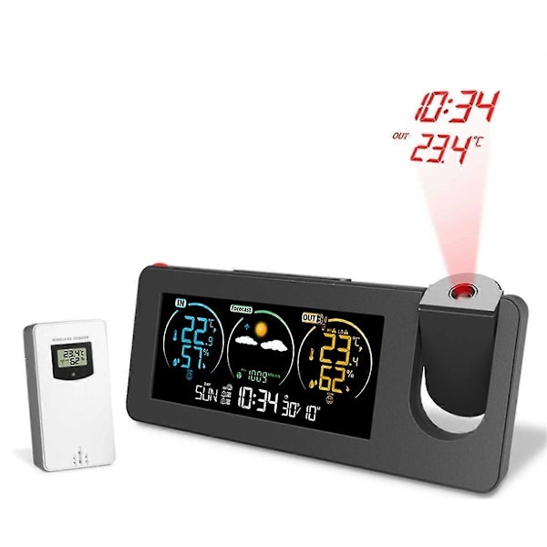 ZX3538 Digital Projektionsväckarklocka med Väderprognos Temperatur Luftfuktighet[JR]