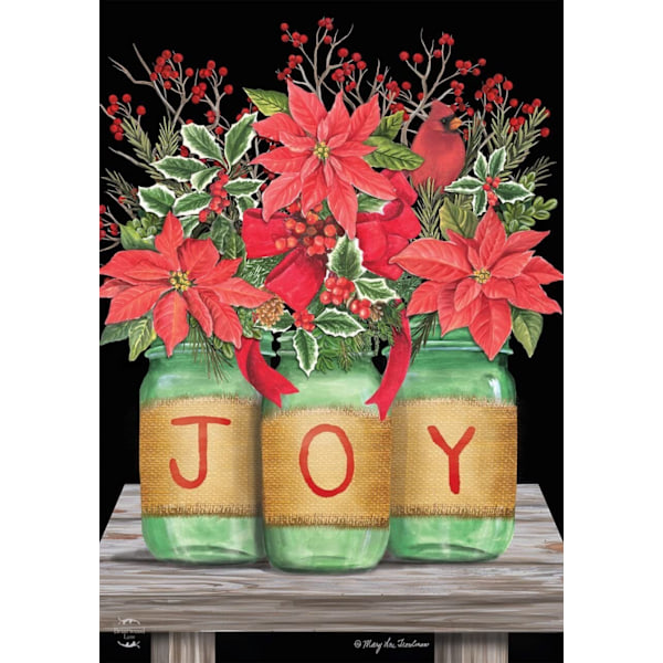 SAYTAY Joy Mason Jars Julhageflagg Poinsettia 12,5\" x 18\"