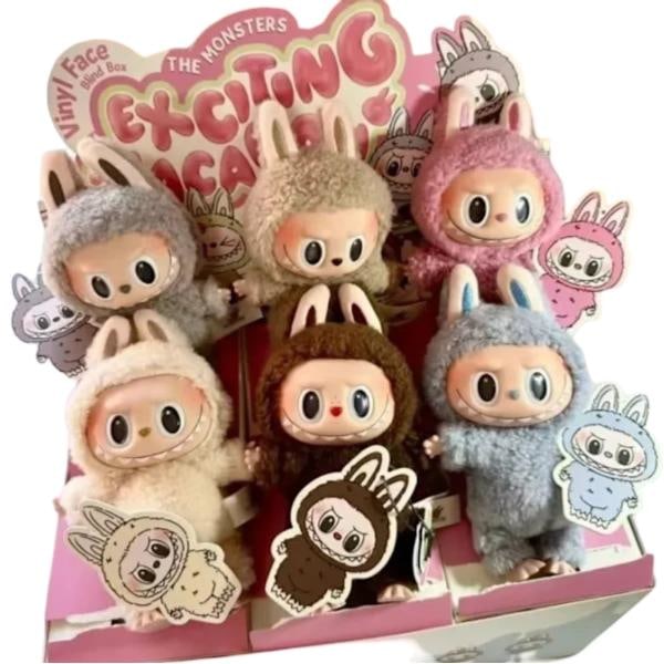 6 stk. POP MART LABUBU The Monsters Spændende Macaron Plysdukker Figur Legetøj Blind Boxes (Farve Tilfældig)