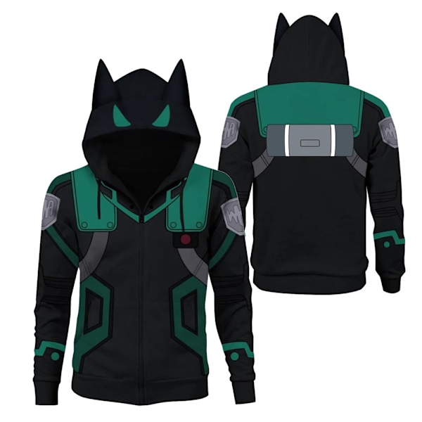 My Hero Academia Midoriya Izuku Deku Cosplay Kostym Jacka Vuxen Unisex Hoodie Kappa Tröja A A XL