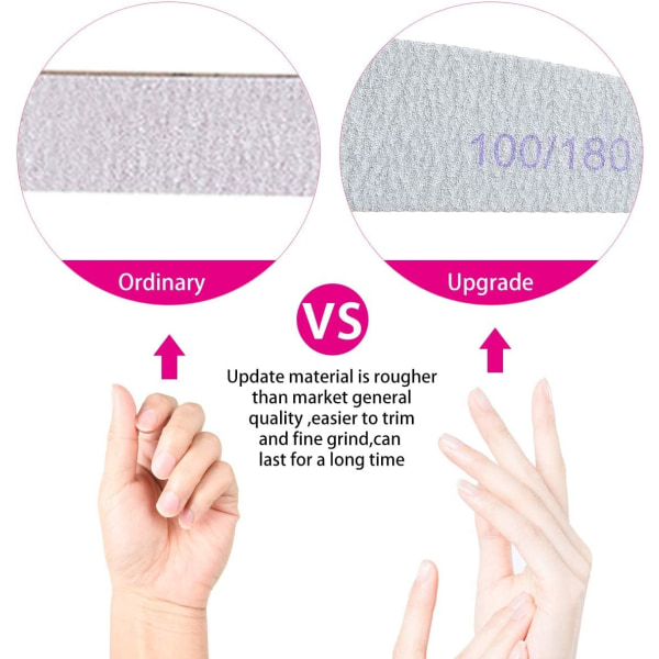 16 stk dobbeltsidede neglefiler - 100/180 korn vaskbar fil Vit