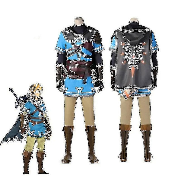 Game Legend Link Cosplay for voksne og barn Tears Of The Kingdom Kostyme Full Sett Mann Halloween Karneval Kostyme-WELLNGS Med parykk With wig M