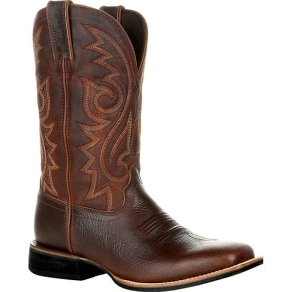 Herr- och Damsport Bred Fyrkantig Tå Western Cowboy Boots brun brown EU 44