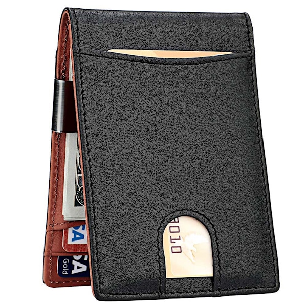 Pengaklämma Plånbok Herr Slim Frontficka RFID-Blockerande Korthållare Bifold Plånbok