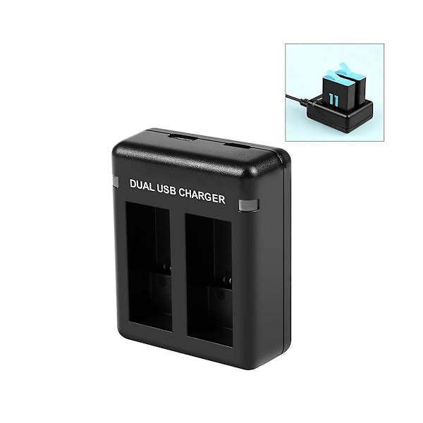 Dobbelt Batterilader til Hero11 Black / HERO9 Black / HERO10 USB Dobbelt Port Slot Sort Actionkamera