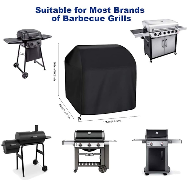 Grilltrekk 105x49x102cm Svart Grill Gassgrilltrekk Grillpresenning Trekk Vanntett Utendørs Grillbeskyttelse Trekk Grill Grill Ox