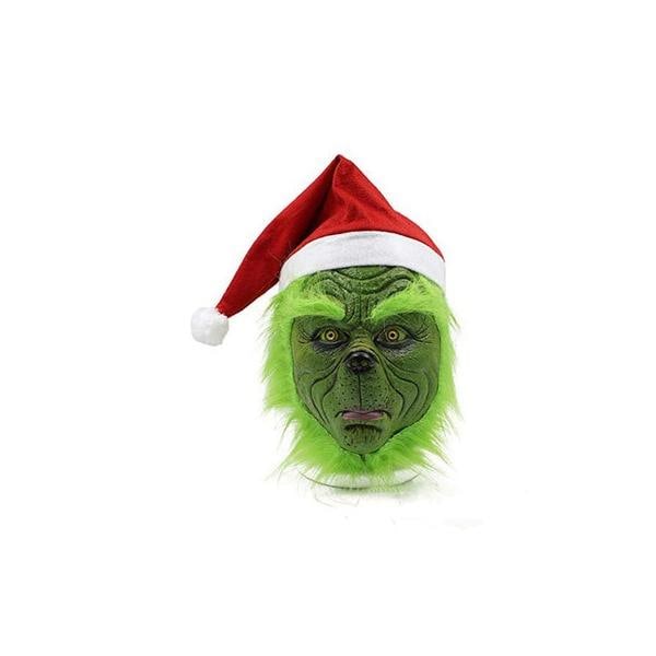 Julfest Cosplay Grinch Kostym Mask Barn/Vuxen Endast grön huva