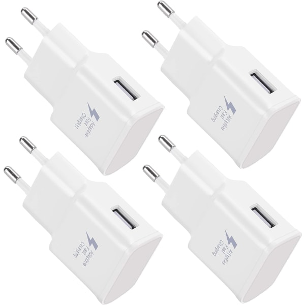 4-pack 5V-2A USB-strömadapter för snabbladdning, universell för iPhone 12/11/X 8/7/6, Samsung Galaxy S22 S21 S20 S10 S5 S6 S7 S8 S9/Edge/Plu