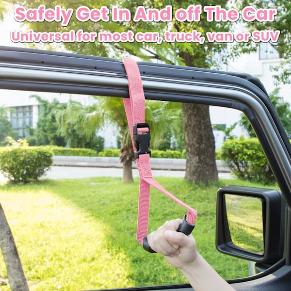 Auto Cane Grab Handle Justerbar Støttehåndtak Sikkerhetshåndtak Bærbar Nylon Grip Håndtak Mobilitetshjelpemiddel (Rosa 2-pakning) Pink