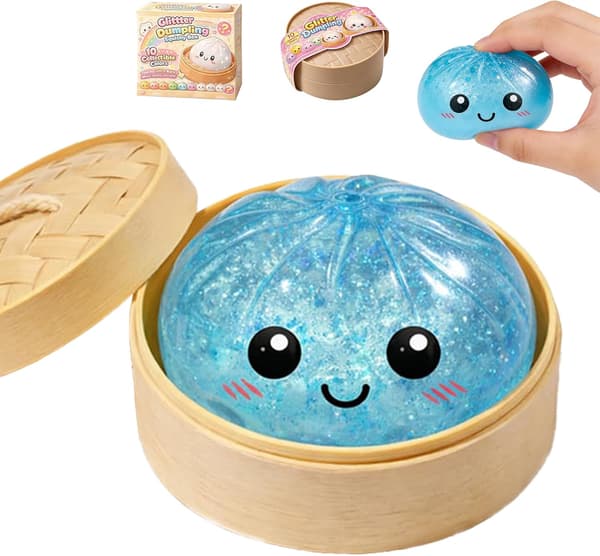 Glitrende Dumplings, Glitrende Dumplings Blød og Sød Gaveæske, Fidget Spinner Sensorisk Blød Æltende Dekompression Dej Dekompression lyseblå light blue 1pcs