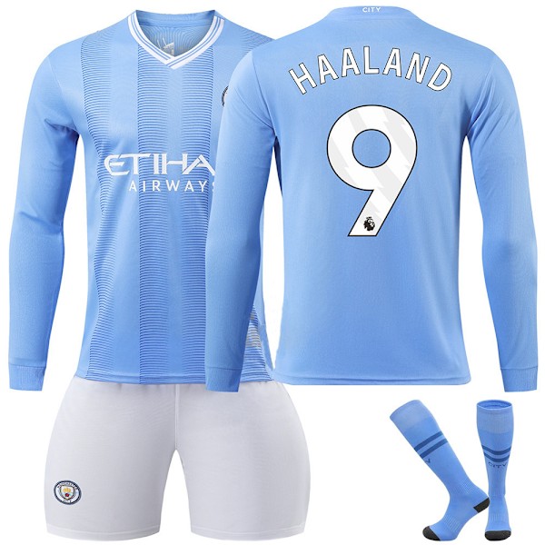 23-24 Manchester City Home Barnfotboll Långärmad tröja nr 9 Haaland