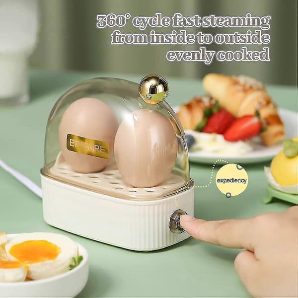 Compact Electric Egg Cooker for 2 Eggs, 3 Cooking Levels[GPA] White
