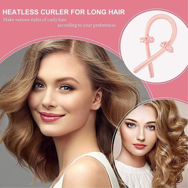 Satin Heatless Curling Set til hår, perfekte krøller, ingen skade rose red