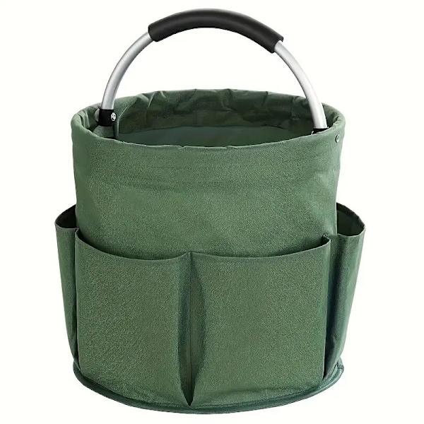 Bærbar foldbar picnickurv haveredskabskurv udendørs håndkurv rejseopbevaring toiletartikler taske haveopbevaringskurv Army green