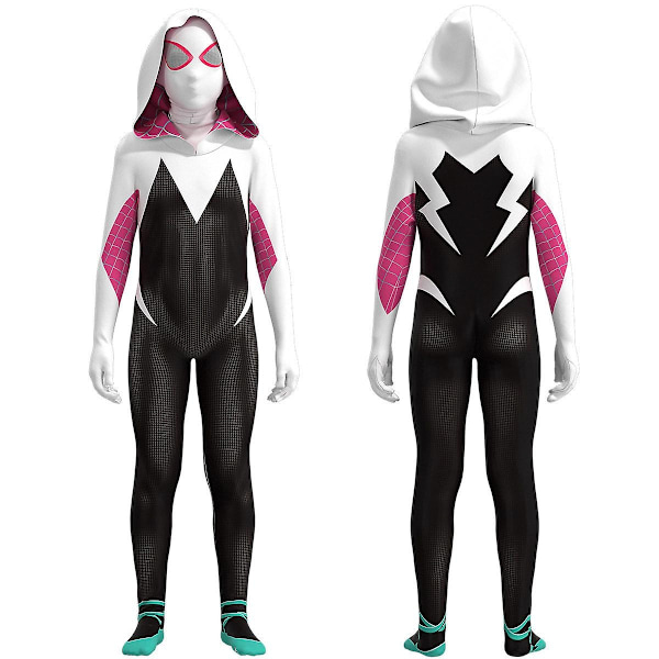 Ghost Spider-Gwen Kostym Cosplay Dräkt Fest Jumpsuit Monterade Barnkläder Spiderman Ansiktsmålning 190cm - Perfekt 170cm