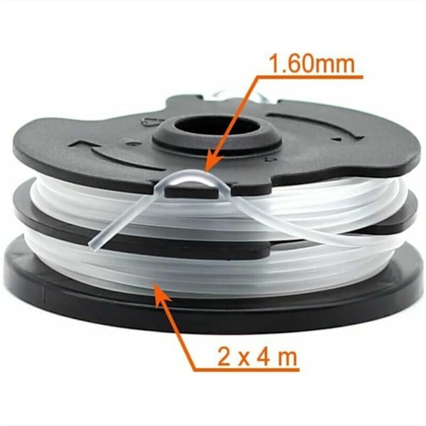 Set med 6 ersättningslinspolar för LIDL Parkside PRTA 20-Li A1, B2, C3, PRT 550 A1, A3, PRT 300 A1-2 x 4 m 1,6 mm sladdlös buskröjare