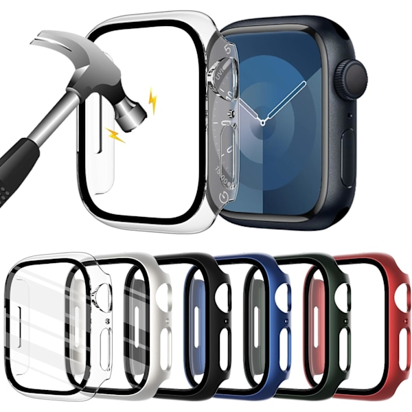 6-pak Kompatibel med Apple Watch skærmbeskyttelse 41mm Serie 9 8 7, Hård PC Bumper Sportsbeskyttelsesetui til iWatch 41mm Serie 9 8 7 Mænd Kvinder 41mm