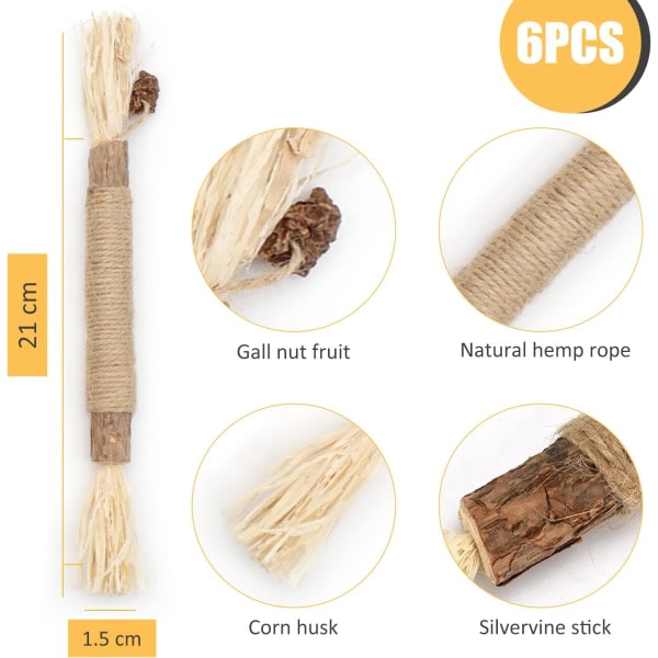 6-pack Naturlig Matatabi Silvervine Tuggleksak, Kattleksak, Perfekt Present till Kattungar