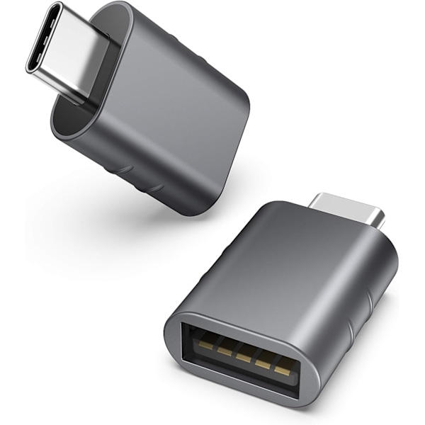 USB C til USB-adapter, 2-pak, USB C-han til USB 3.0-hun-adapter, kompatibel med MacBook Pro Air 2024, Microsoft Surface, iPad, Samsung Notebook