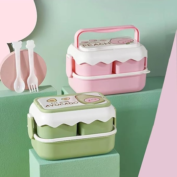 Matlåda, bento box för flickor, rosa matlåda för barn