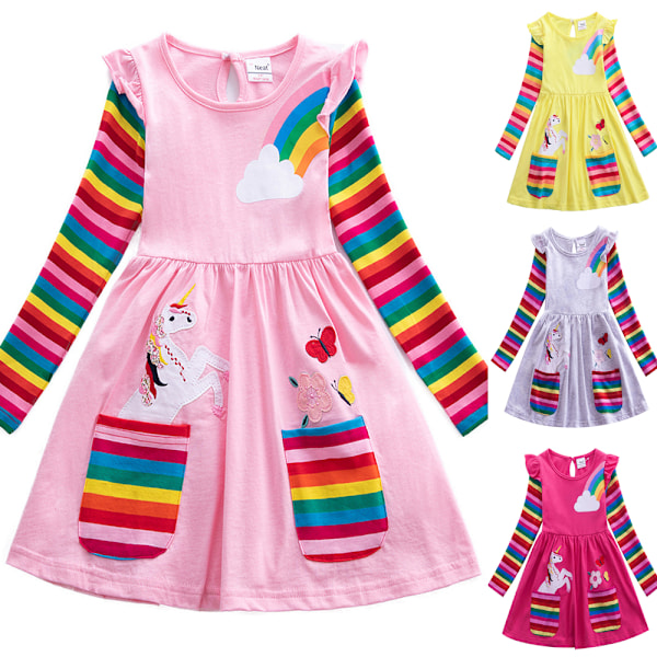 Børn Småbørn Piger Prinsesse Fest Tutu Kjole Langærmet Skøjte Casual Kjoler Grå Grey 104cm