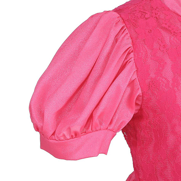 4 stk. Piger Prinsesse Peach Kjole Super Brothers Cosplay Kostume Festkjole Outfit Rollespil Rose Rose 120