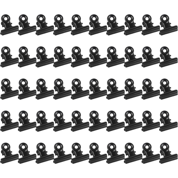 50x Hengslede Metall Bulldog Klyper - 22mm Fjærklemmer for Filer Vesker Bilder