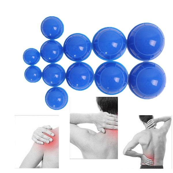 12-pack Silikonkoppar Set Akupunktur Koppning Terapi Set Professionell Kroppsmassage Vakuumkoppar Koppar Set