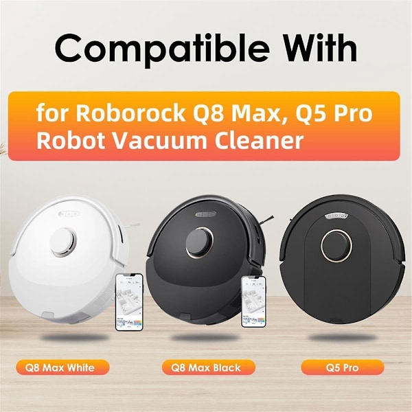 Roborock Q5 Pro+/q8 Max+ (plus) -imurin puhdistajan varaosat: pääsivellin, sivuharjat, HEPA-suodattimet, moppi, pölynimuripussit