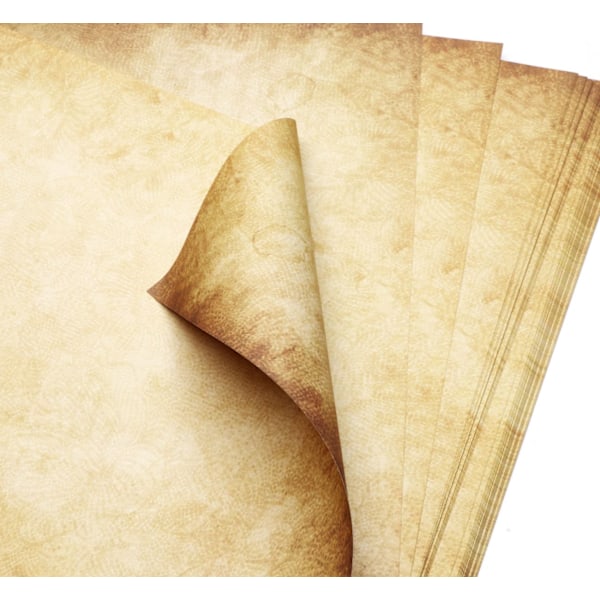 100 ark vintage papper Absofine Old Casanova Medeltida brevpapper DIN A4 Dubbelsidigt 100 g