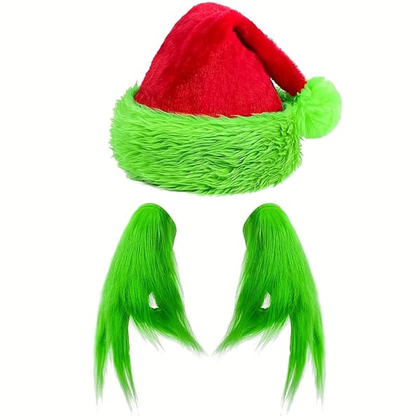 Julehue og Plys Luffer Sæt, Festlige Rollespil Kostume Tilbehør til Voksne 2pcs/set Green