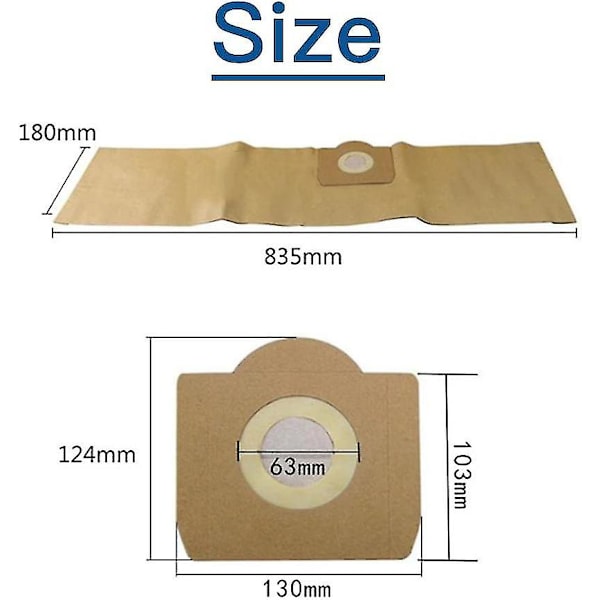 Kärcher WD3 dammsugarpåse, set med 5 raka dammsugarpåsar för Karcher WD3, WD 3 Premium, WD3200, WD3500p, A2204, A2204, A2534, Se4001 [DB]