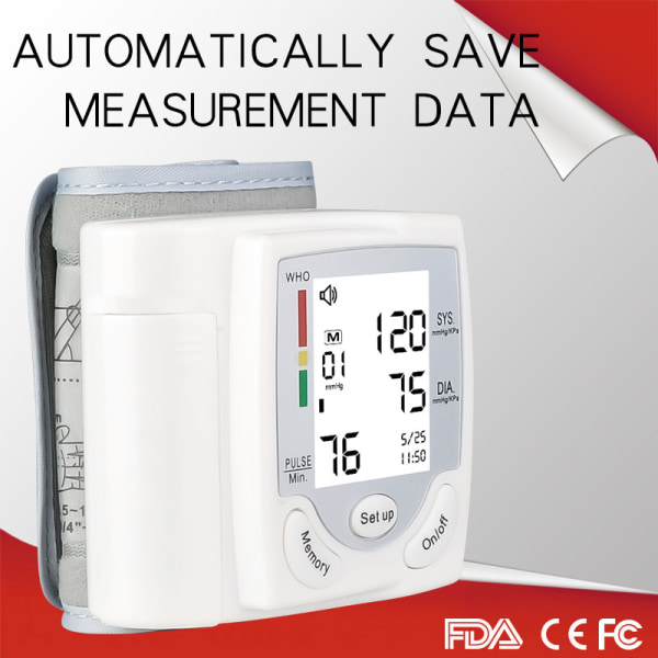 Bärbar automatisk blodtrycksmätare medicinsk digital LCD-display W