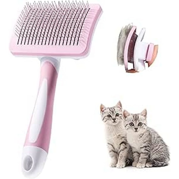 Self-cleaning brush for pets, long and short brush, for dogs cats effectively eliminate tomentos undercoat tangles