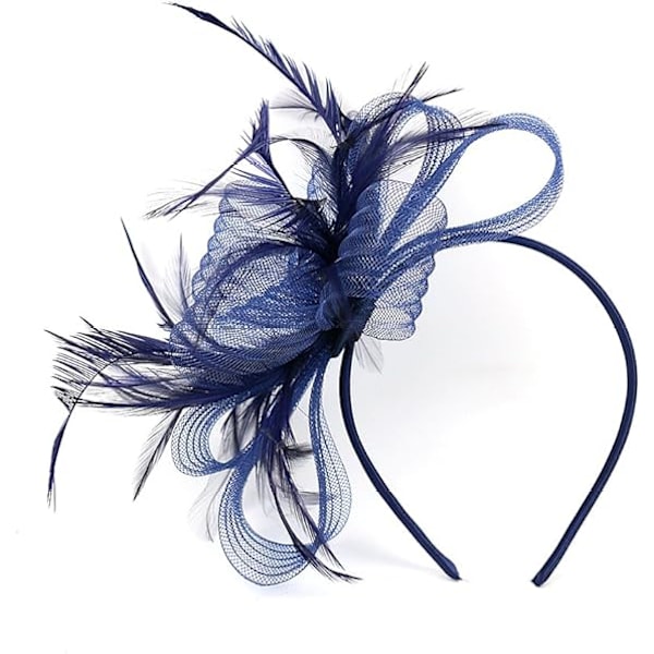 Naisten Fascinator Hattu Kukka Hääfascinator Hiustarrat Höyhen Hääpuku Pääkoriste Pääkoristeet Hattu Bowler Mini Hattu Hiuspinnit (Navy)