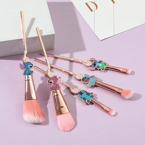 Baby Makeup Brushes Set - 5 stk Stitch Tema Kosmetiske Børster Sæt