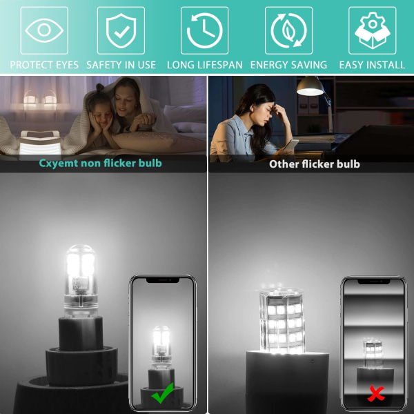 G9 LED-lampor 1,5W motsvarande 20W halogen kallvitt ljus 6000K, AC 220-240V, ej dimbar, mini-glödlampa, flimmerfri, 10-pack