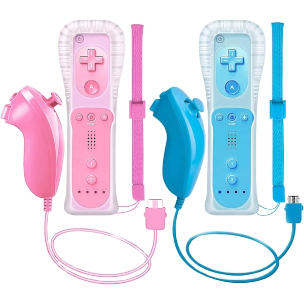 2-pakks trådløs håndkontroll og Nunchuck for Wii og Wii U-konsoll - Perfekt