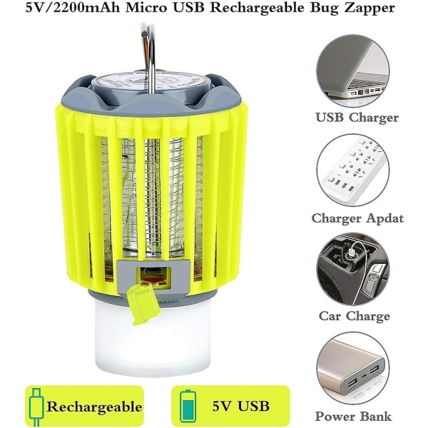 Campinglampa LED-ficklampa 3-i-1 Myggdödare USB-laddning Lättviktig Camping & Tillbehör för Utomhusbruk & Nödsituationer IP66 Vattentät