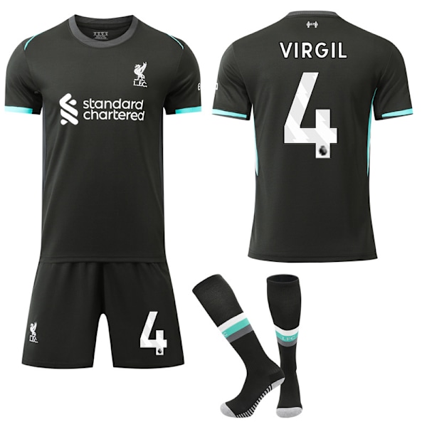 24-25 Liverpool Udebanebørn Voksen Fodboldtrøje Sæt Nr. 4 Virgil No.4 Virgil 26