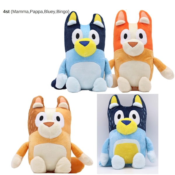 Bluey Bingo Familj Figur Plyschdjur Hund Plyschleksaker Barnleksak 1. mor